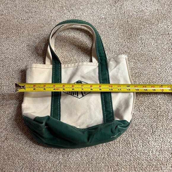 LL Bean Boat & Tote Small Forest Green Canvas Bag | Vintage Preppy Embroidered - Picture 10 of 11